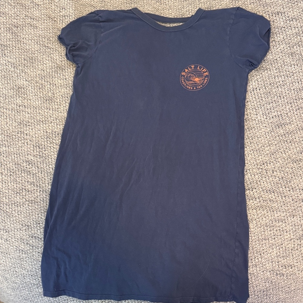 Salt Life T-Shirt Dress / Beach Cover Up Women’s Medium Navy Blue Casual Coasta